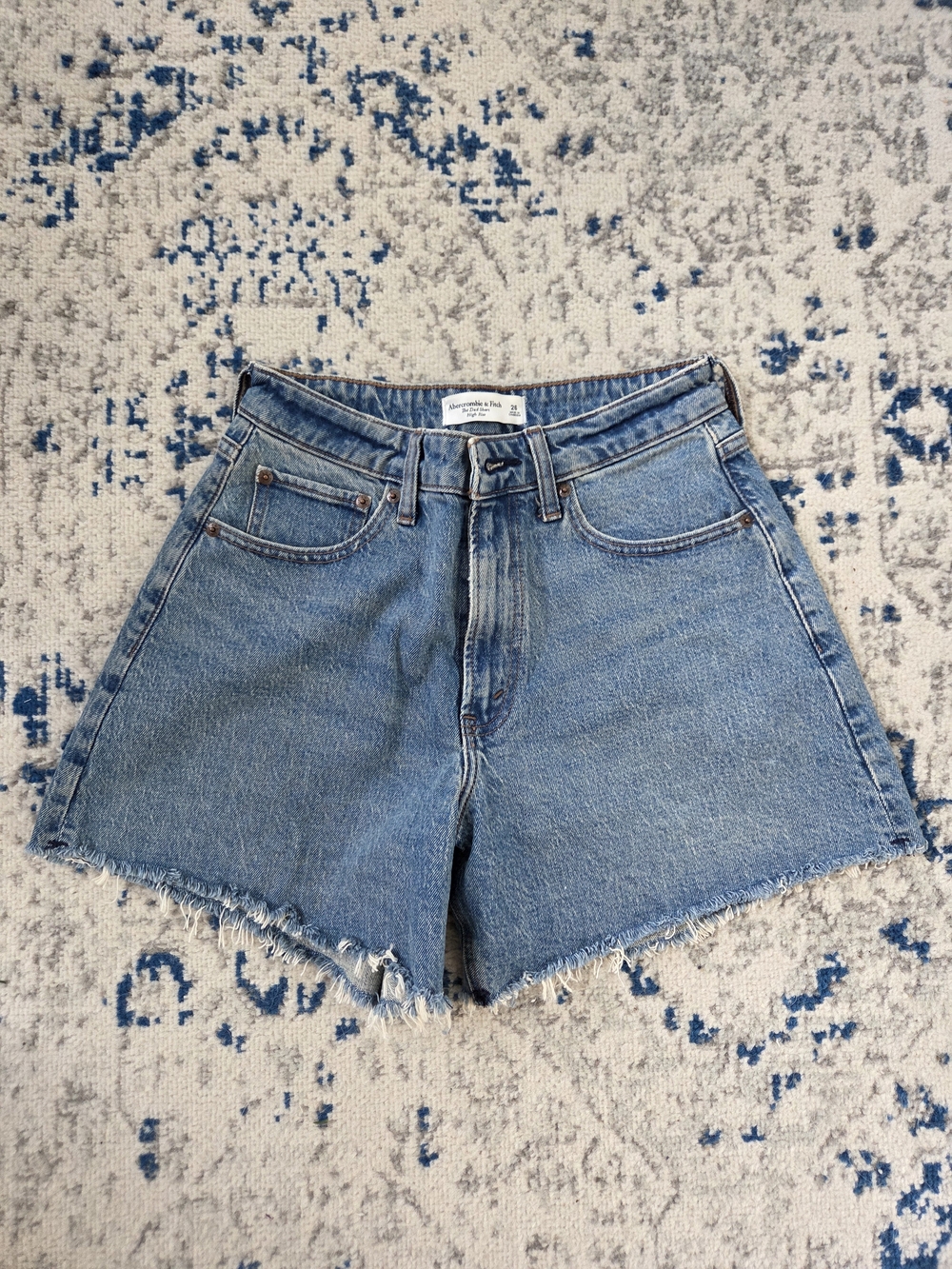 High-Rise Light Blue Denim Shorts - Picture 1 of 5
